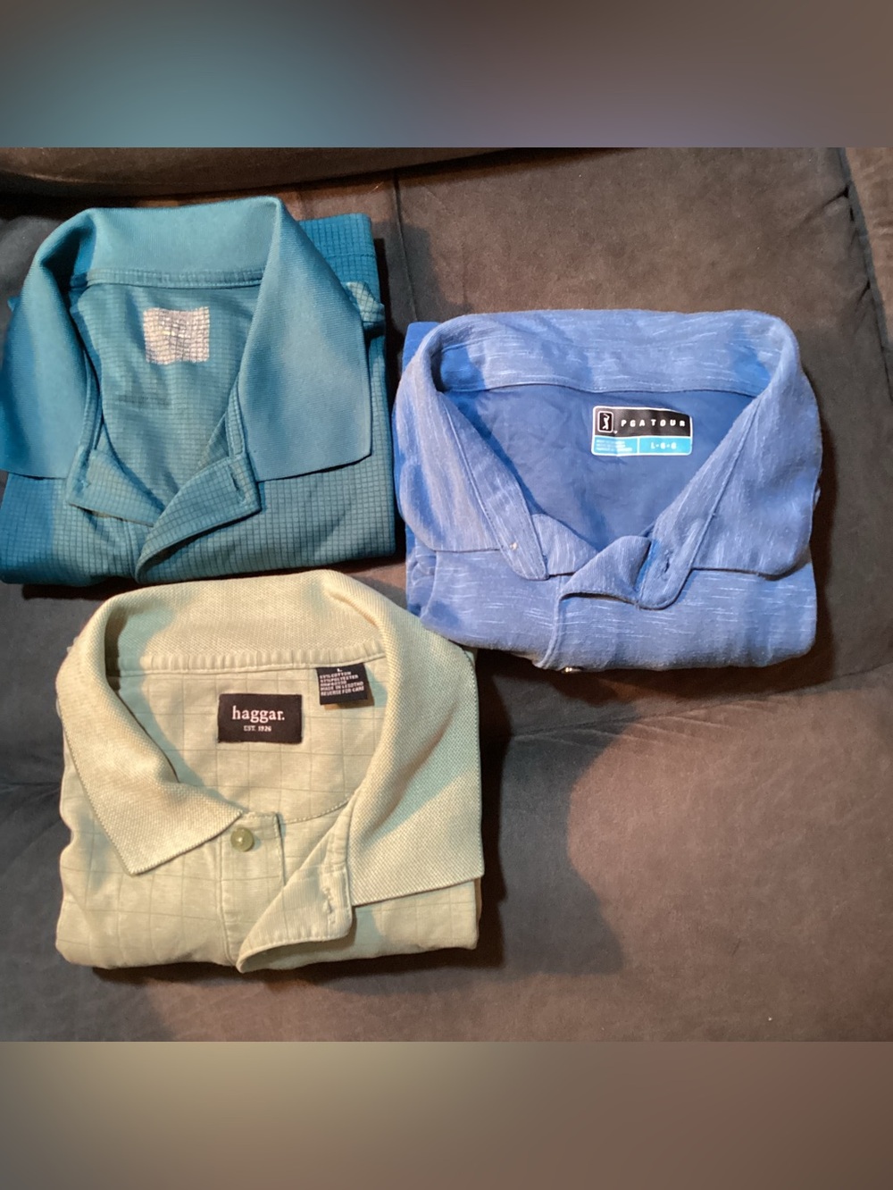Golf Vintage Polo Shirts Size L Bundle of 3-Izod, Haggar, PGA Tour Preowned